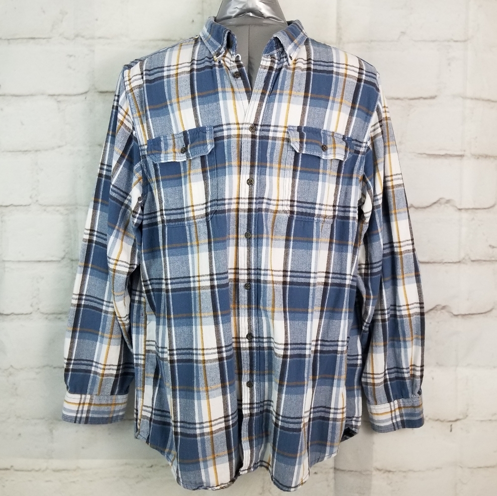 George 2XLT Tall Blue White Plaid Flannel Shirt